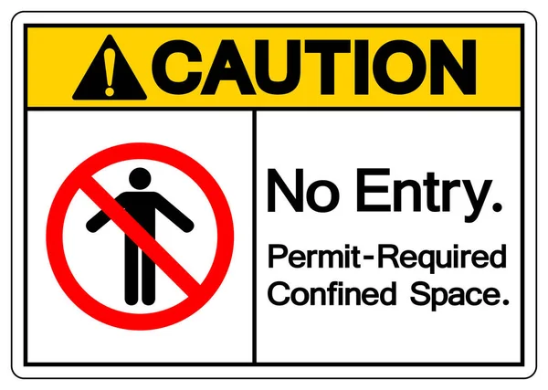 Caution Entry Permit Required Confined Space Symbol Sign Vector Illustration — Stock Vector