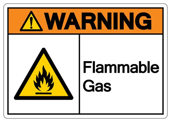Avvertimento Simbolo Gas Infiammabile Illustrazione Vettoriale Isolato Etichetta Sfondo Bianco — Vettoriale Stock