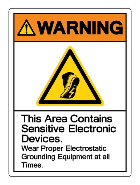 Advertencia Esta Área Contiene Dispositivos Electrónicos Sensibles Use Equipos Puesta — Vector de stock