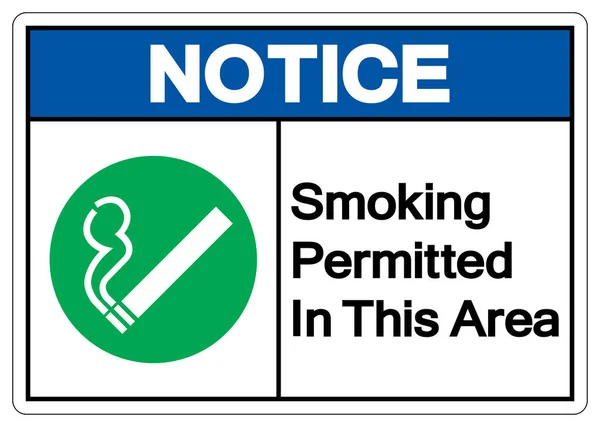 Avis Permis Fumer Dans Cette Zone Symbole Panneau Illustration Vectorielle — Image vectorielle