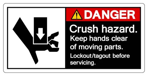 Белом Фоне Наклейка Danger Crush Hazard Clear Moving Parts Sign — стоковый вектор