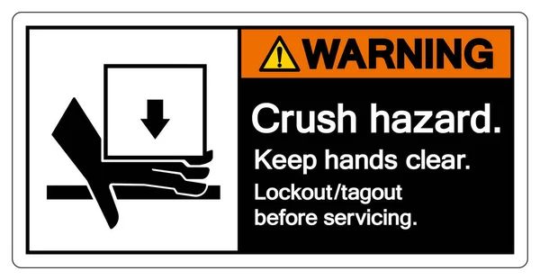Ostrzeżenie Crush Hazard Trzymaj Ręce Jasne Symbol Znak Ilustracja Wektora — Wektor stockowy