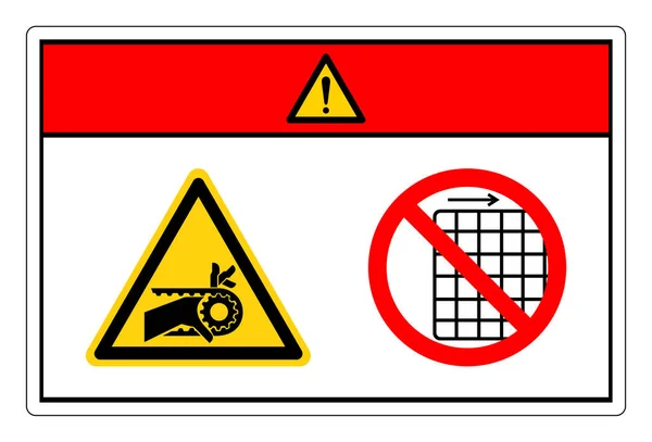 Fara Hand Intrasslade Bälte Drive Inte Bort Guard Symbol Tecken — Stock vektor