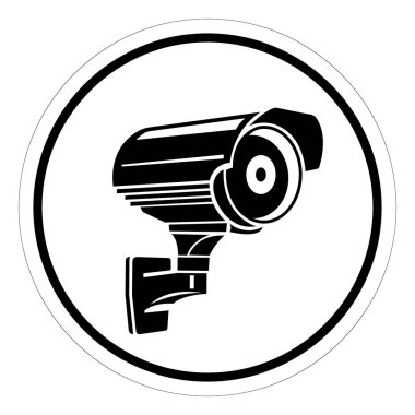 CCTV Güvenlik Kamerası Sembol İşareti, Vektör İllüzyonu, Beyaz Arkaplan Etiketinde İzole EPS10. 