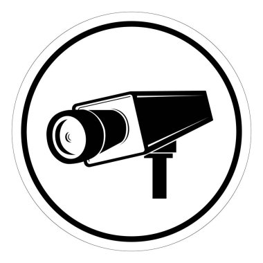 CCTV Güvenlik Kamerası Sembol İşareti, Vektör İllüzyonu, Beyaz Arkaplan Etiketinde İzole EPS10. 