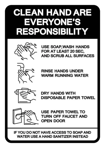 Clean Hand Everyone Responsibility Symbol Sign Vector Illustration Isolate White — Image vectorielle