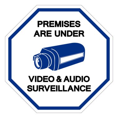 Premises İzleme Sembolü İşareti, Vektör İllülasyonu, Beyaz Arkaplan Etiketinde İzole EPS10 