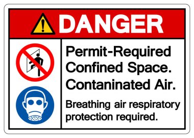 Danger Permit Required Confined Space Contaninated Air Symbol Sign ,Vector Illustration, Isolate On White Background Label. EPS10 
