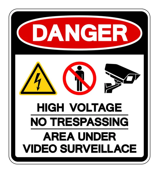 Danger High Voltage Trespassing Area Video Surveillance Symbol Sign Vector — Stockvektor