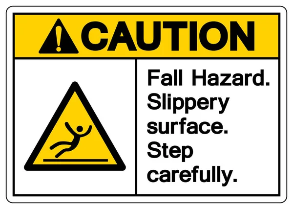 2015 Fall Hazard Slippery Surface Step Carefully Symbol Sign Vector — 스톡 벡터