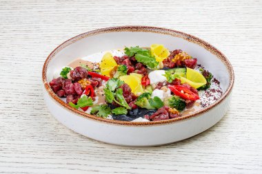 Patlıcanlı kremalı ve Yunan yoğurtlu Tatar.