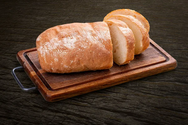 Wheat Flour Bread Handmade Wooden Board Back Background Isolated — Stock Photo, Image