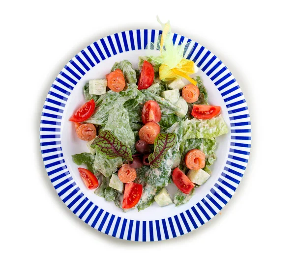 Caesar Salad Lightly Salted Salmon Romano Salad Blue Cheese Sauce — Foto de Stock