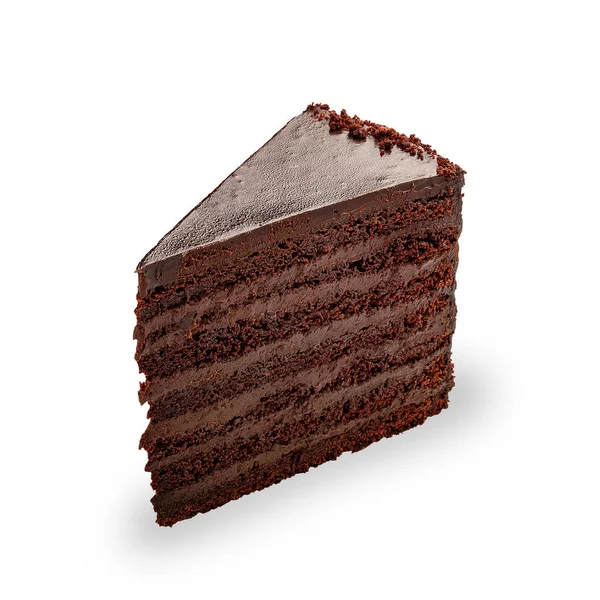 Piece Chocolate Layer Cake White Background Isolated — Stock Fotó