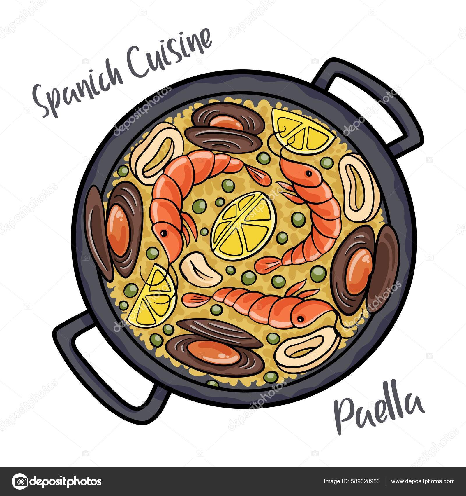 Paella Traditional Spanish Food Seafood Paella Fry Pan Mussels King