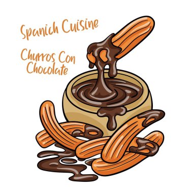 Çikolatalı Churros tipik İspanyol tatlı atıştırmalığı..