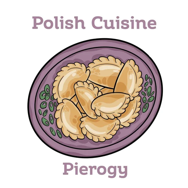 Traditional Polish Pierogi Dumplings Filled Mashed Potatoes — Wektor stockowy