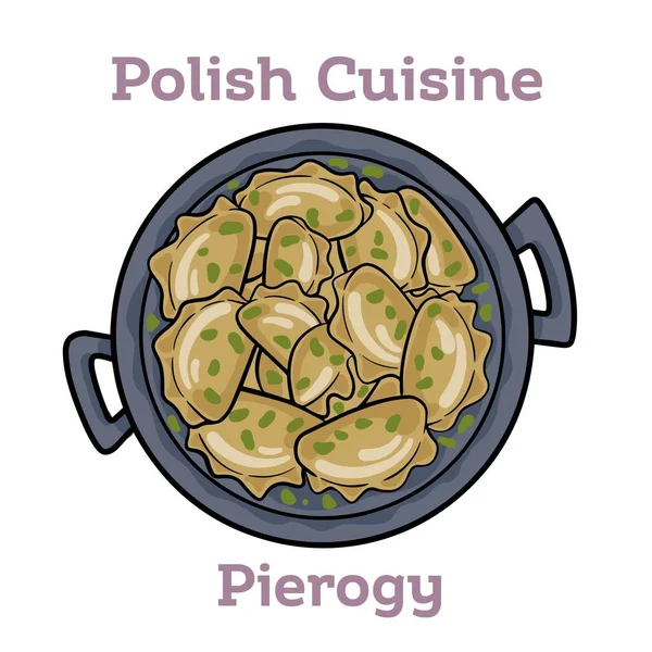 Traditional Polish Pierogi Dumplings Filled Mashed Potatoes — Wektor stockowy