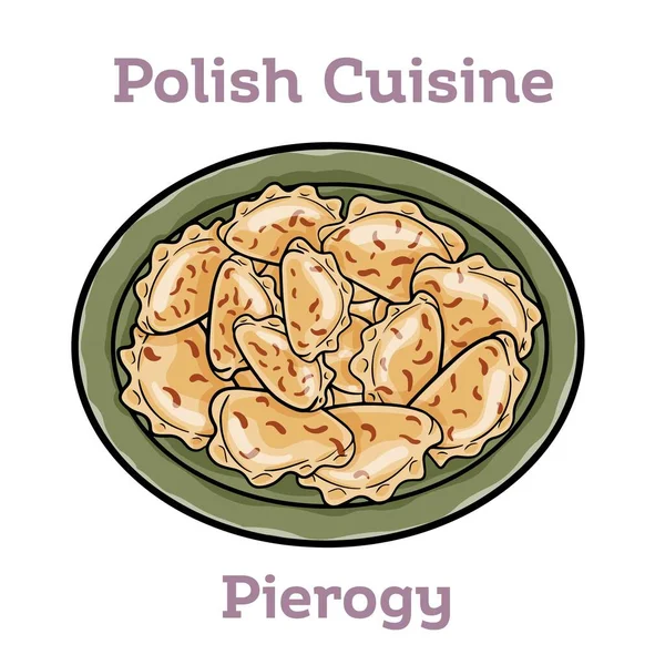 Traditional Polish Pierogi Dumplings Filled Mashed Potatoes — Stockvektor