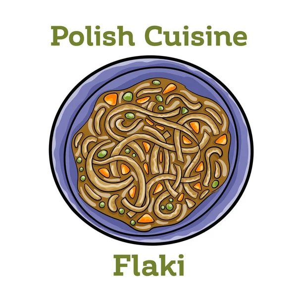 Polish Stew Flaki Vegetables Close Bowl — стоковый вектор