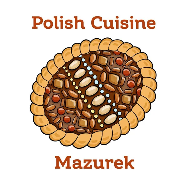 Mazurek Traditional Polish Easter Cake White Background — 스톡 벡터