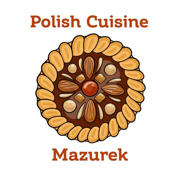 Mazurek Traditional Polish Easter Cake White Background — 图库矢量图片