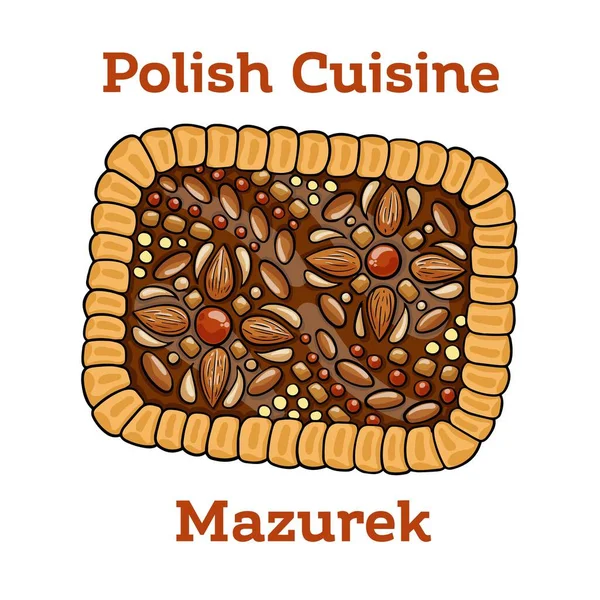 Mazurek Traditional Polish Easter Cake White Background — Stockvektor