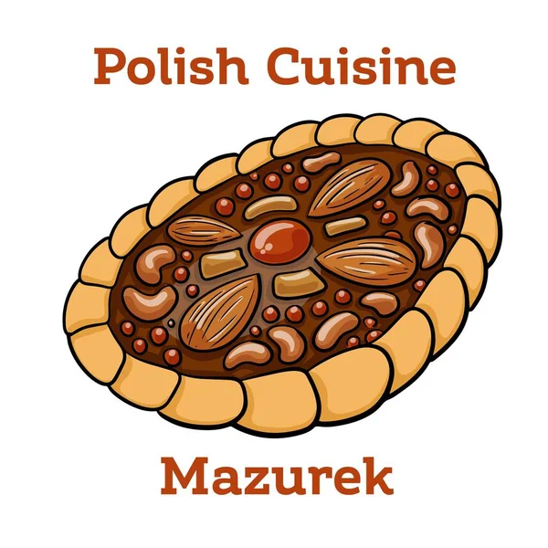 Mazurek Traditional Polish Easter Cake White Background — 图库矢量图片