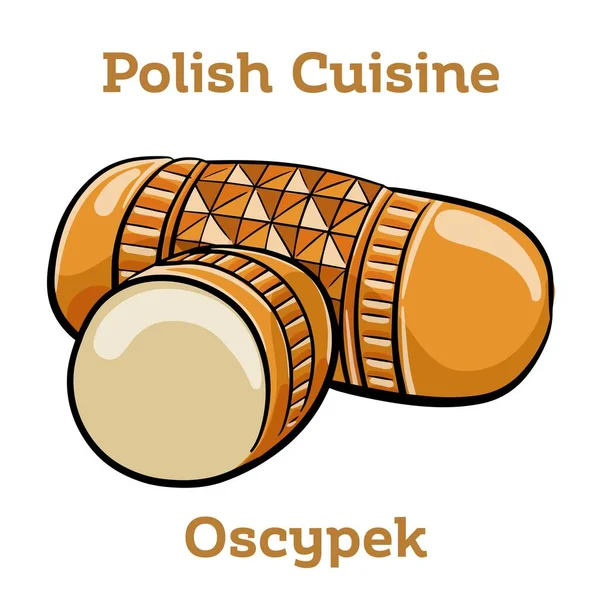 Polish Traditional Cheese Oscypek Oscypek Isolated White Polish Cuisine — Stockvektor