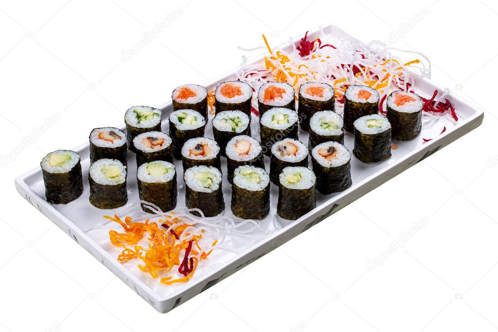 Set of simple sushi maki. Isolated on a white background