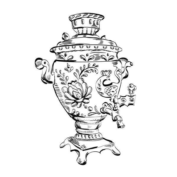 Ilustración vectorial de un samovar ruso . — Vector de stock