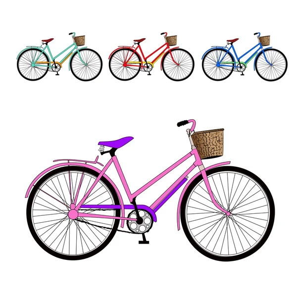 Conjunto de bicicletas. Ilustración vectorial — Vector de stock