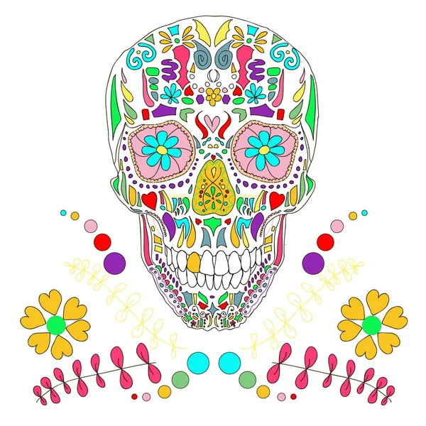 Skull with floral ornament 2.Vector illustration. — Stock Vector