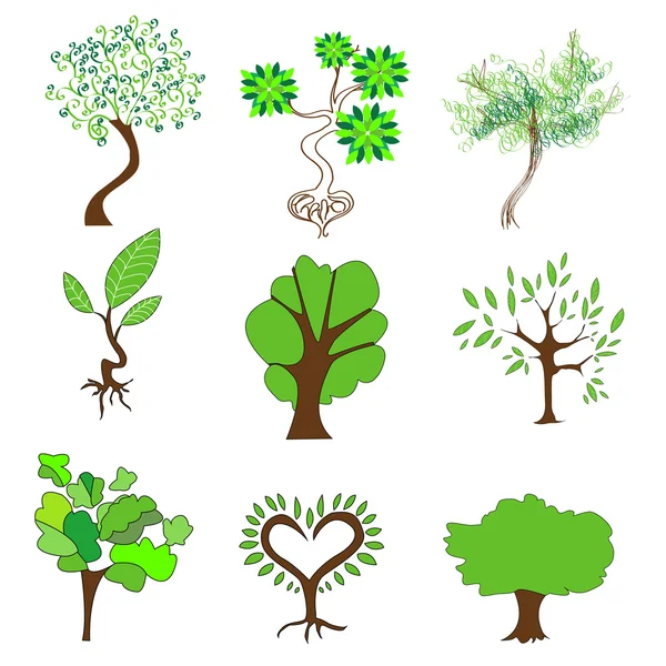 Green trees on a white background — Stock Vector