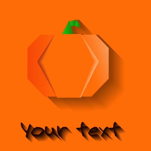 Vector orange origami halloween pumpkin — Stock Vector