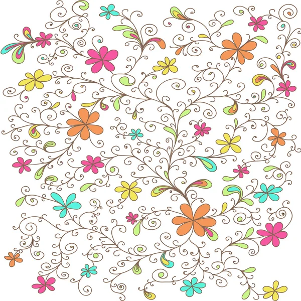 Patrón floral decorativo coloreado — Vector de stock