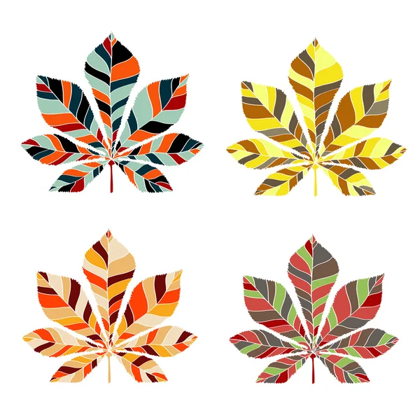 Leaf chestnut collection set - vector silhouette — Stock Vector