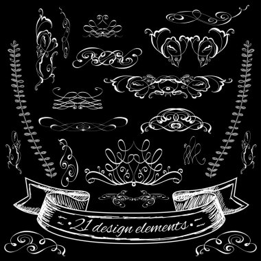 kaligrafik tasarım elementlerinin vektör kümesi.