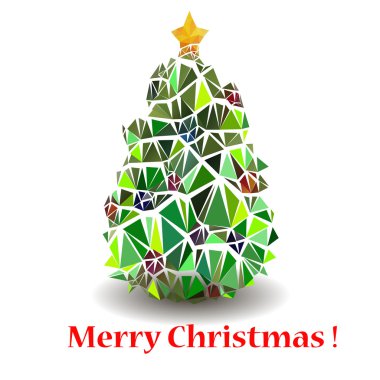 Stylized Christmas tree with yellow star.