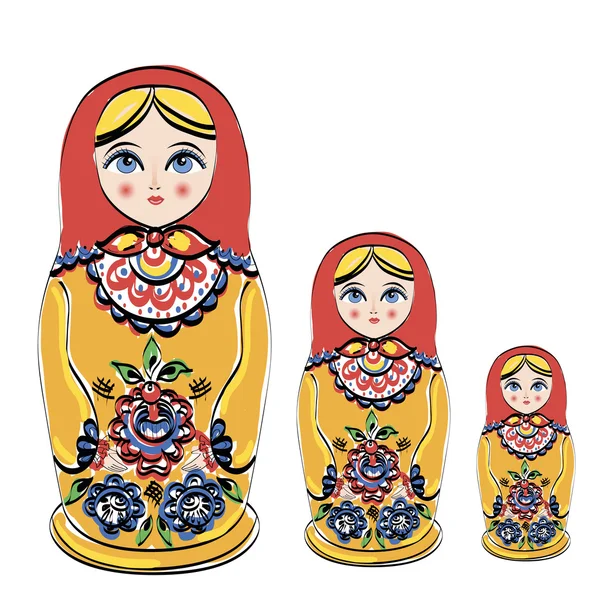 Muñecas matryoshka tradición rusa . — Vector de stock