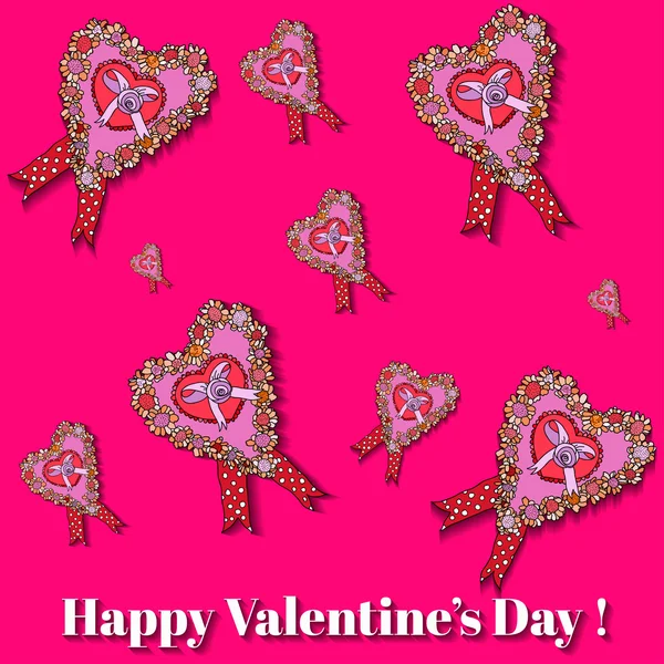 Carta rosa cuore San Valentino card . — Vettoriale Stock