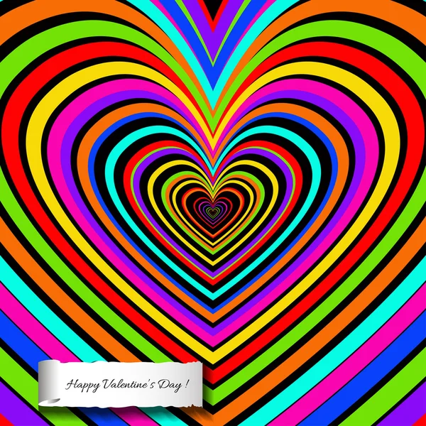 Rainbow heart background with decoration of love. — Stock Vector
