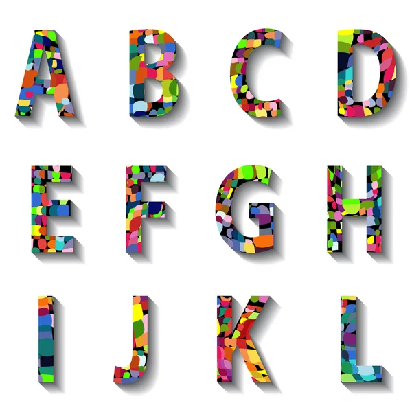 Multicolored Carnival Alphabet with Numbers — Stock Vector