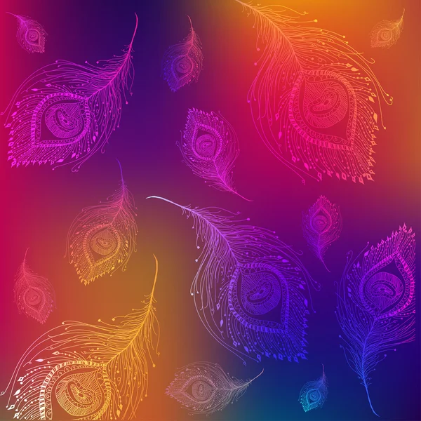 Бесшовный рисунок из павлиньих перьев — стоковый вектор