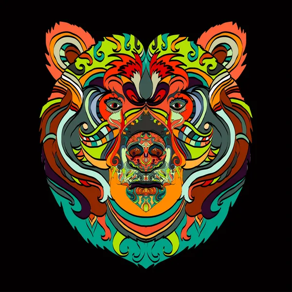 Oso multicolor ornamental — Vector de stock