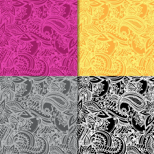 Floral seamless pattern set. Vector illustration. — Stock Vector