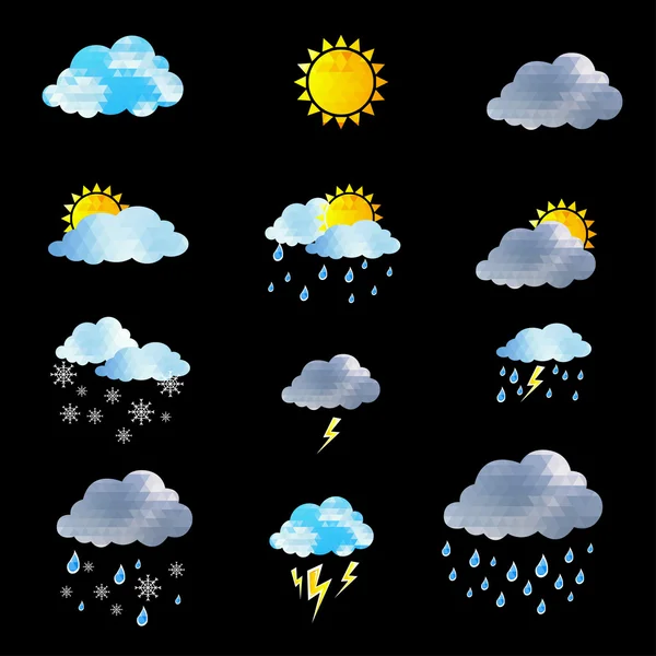 Weather Icon set on black background — Stock Vector