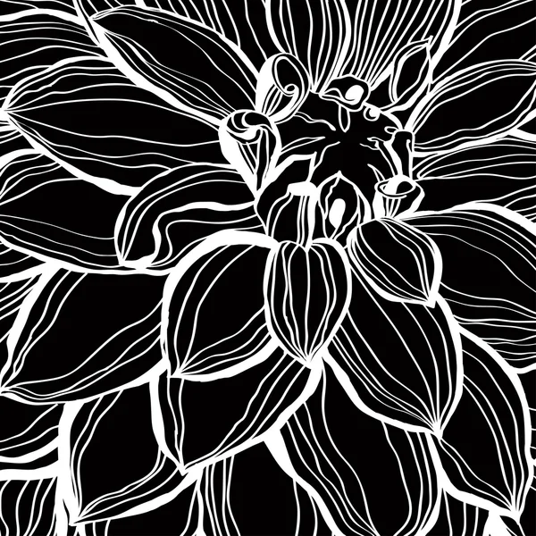 Silhouette nera di fiore con petali . — Vettoriale Stock
