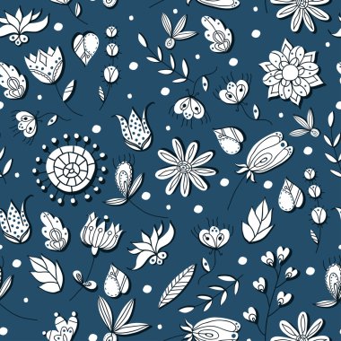 Vector floral Dikişsiz desen çizimi.