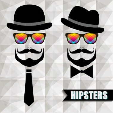 Vintage silhouette top hat and mustache clipart